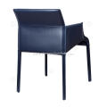 ltalian minimalist blue saddle leather armrest chairs